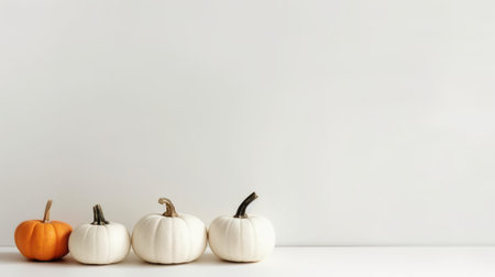 Autumn composition. Pumpkins on white background. Copy space.の素材