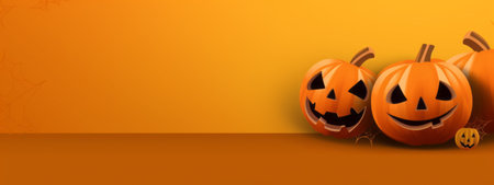 Halloween background with pumpkins and space for text. Vector illustration.の素材