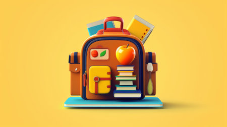 School bag with stationery. Back to school concept. Vector illustrationの素材