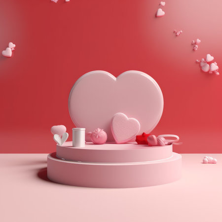 3d rendering of valentine's day scene with pink backgroundの素材