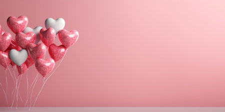 Valentine's day background with heart shaped balloons. 3D Renderの素材