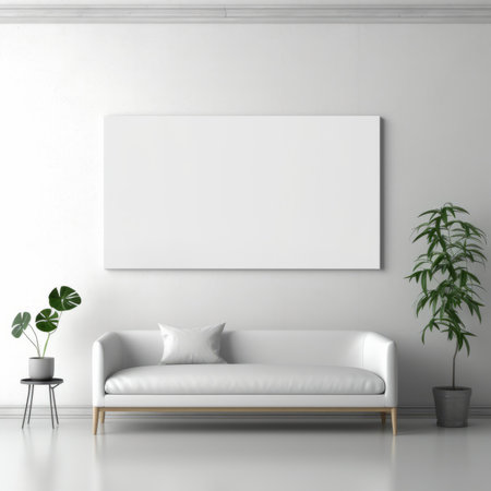 Mock up poster frame in modern interior background, 3d renderの素材