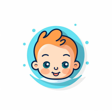 Cute little boy face. Happy child face. Vector illustration.の素材