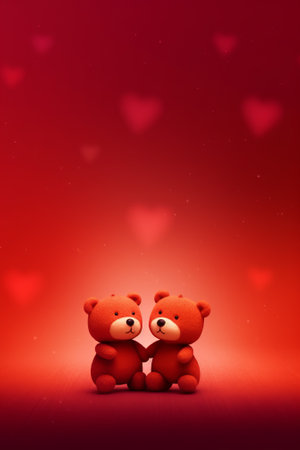 Valentine's day background with two teddy bears in loveの素材