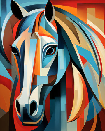 Horse head on abstract colorful background. Vector illustration for your designの素材