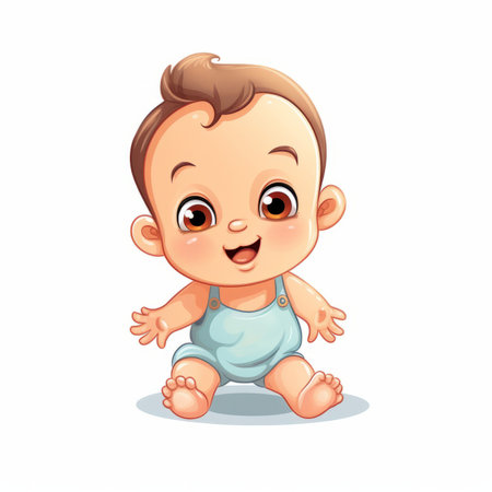 Vector illustration of Cute little baby boy isolated on white background.の素材