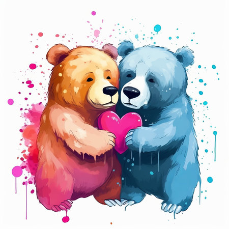 Cute cartoon bear and polar bear with heart. Vector illustration.の素材