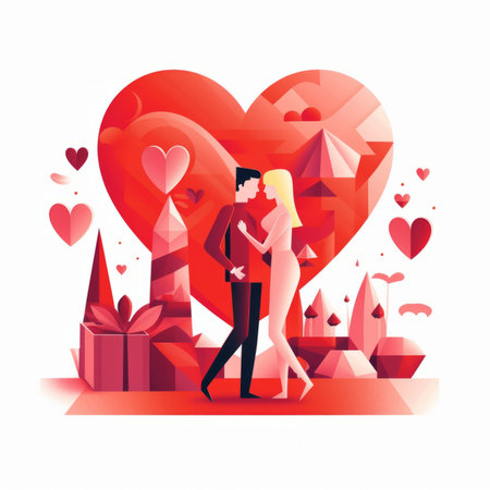 Couple in love. Valentine's Day. Vector illustration in flat styleの素材