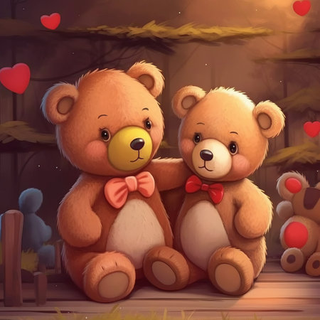 Teddy bear in love with heart background, valentine's dayの素材