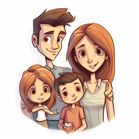 Happy family. Mother, father, son and daughter. Vector illustrationの素材
