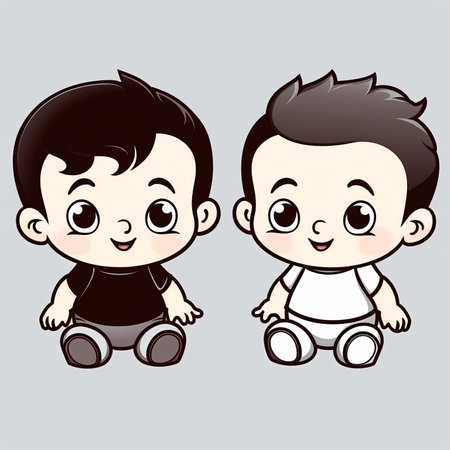 Cute little baby boy and girl, vector illustration eps10の素材