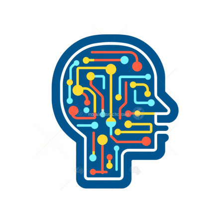 Human head with circuit board. Artificial intelligence concept. Vector illustration.の素材