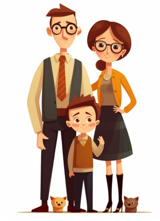 Family of three. Father, mother and son. Vector illustration.の素材