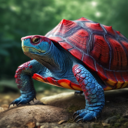 Tortoise in the forest, close-up. Wildlife scene.の素材