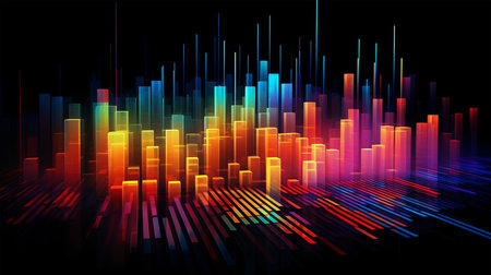 Abstract colorful background with glowing lines. Vector illustration for your design.の素材