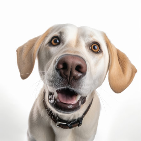 Labrador retriever dog on a white background. Studio shot.の素材