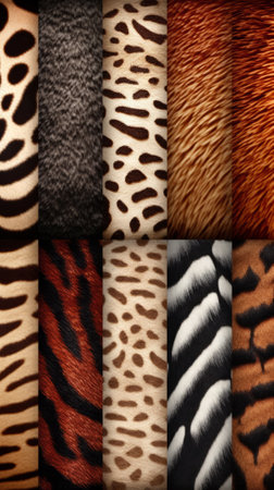 Set of animal skin textures. Collection of different animal skin textures.の素材