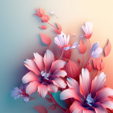 Abstract floral background with pink and blue flowers. Vector illustration for your designの素材