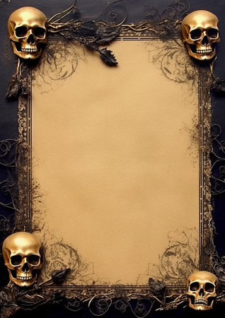 Skulls on old paper background with copy space for your textの素材