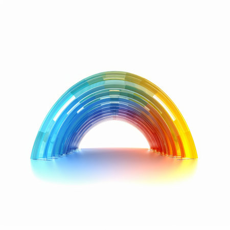 Rainbow icon isolated on white background. 3d render illustration.の素材