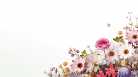 bouquet of flowers on a white background with space for textの素材