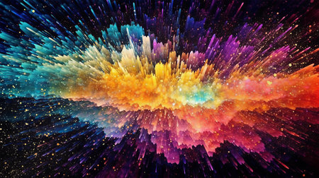 abstract colorful background with particles and lines, computer generated abstract backgroundの写真素材