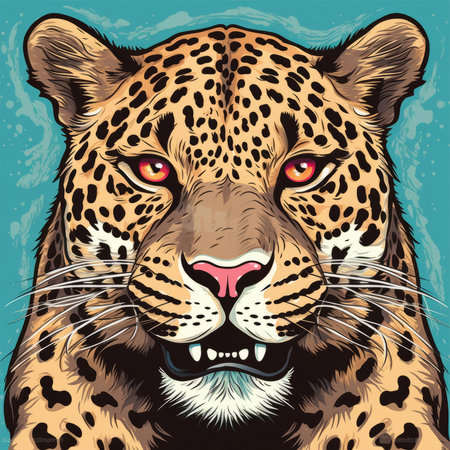 Portrait of a leopard. Vector illustration of a wild animal.の素材