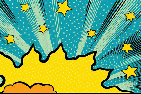 Comic book background with halftone and stars. Vector illustrationの素材
