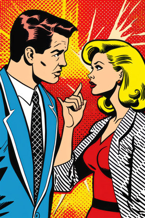 Man and woman in pop art retro style. Couple in love.の素材