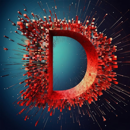 Abstract 3d rendering of letter D in red and blue colors.の素材