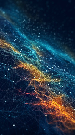 Abstract polygonal space low poly dark background with connecting dots and lines. Connection structure. 3d renderingの素材