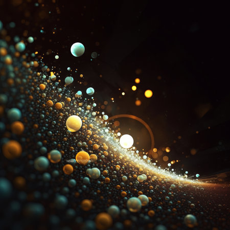 Abstract 3d rendering of chaotic particles in space. Futuristic background.の素材
