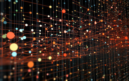 3d render of abstract technology background with lines and dots. Network conceptの素材