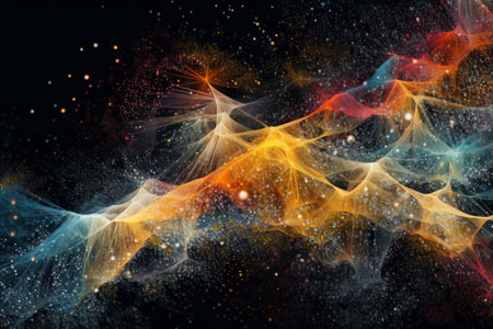 Abstract colorful fractal background, computer-generated 3D illustration.の素材