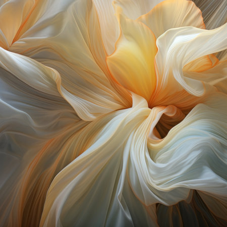 abstract background with yellow and white wavy fabric, 3d illustrationの素材