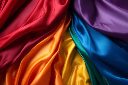 Texture of multicolored satin fabric as background, closeupの素材