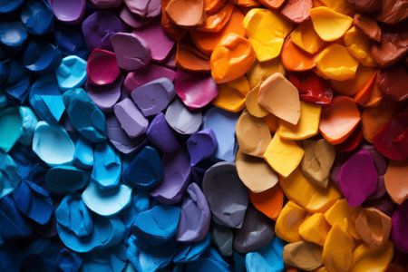 colorful paper hearts as background, close-up, top viewの素材