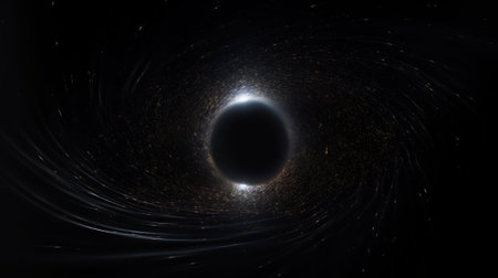 Black hole in space with stars and galaxies in the universe. 3d renderingの素材