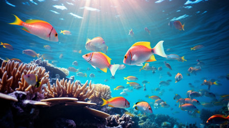 Underwater view of coral reef and tropical fish. Underwater world.の素材