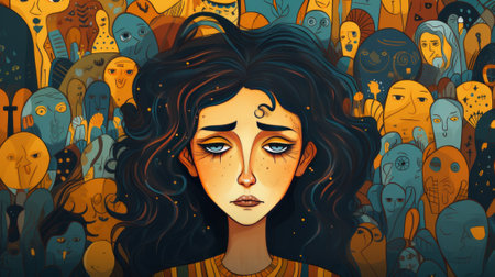 Portrait of a girl in the style of Halloween. Vector illustration.の素材