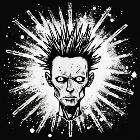 Portrait of a punk man. Grunge vector illustration.の素材