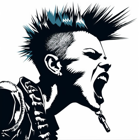 The face of a punk rocker. Vector illustration ready for vinyl cutting.の素材