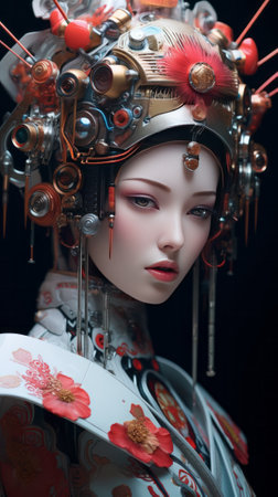 Beautiful geisha doll in traditional kimono. Japanese style.の素材