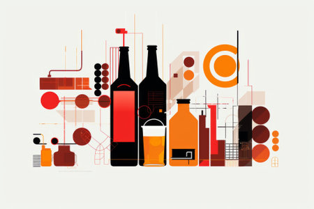 Abstract background with bottles of wine. Vector illustration for your design.の素材