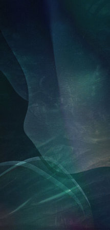 A dark, abstract digital artwork featuring luminous, flowing lines and soft gradients of deep blue, teal, and subtle purple hues, creating a sense of ethereal energy.の写真素材