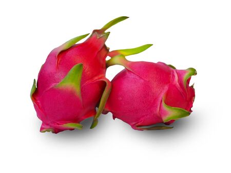 Pink dragon fruit Isolated from white background.の写真素材