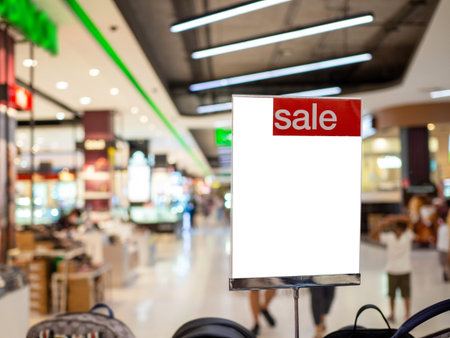 Blank product price tag Show sales of products In the mall. Product sales concept And the concept of...