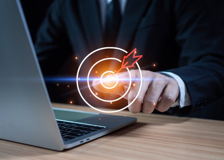 Businessman pointing to the target. Business concept. management concept business planning conceptの写真素材