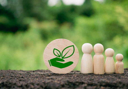 hand and model earth icon.Representing helping to save the environment.save world concept.の写真素材