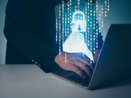 Hackers work on laptops in the dark. The concept of information security in the Internet network and...